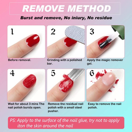  Aliver 2Pack Magic Nail Polish Remover, Professional Easily & Quickly Removes Soak-Off Gel Nail Polish in 3-5 Minutes, Dont Hurt Nails