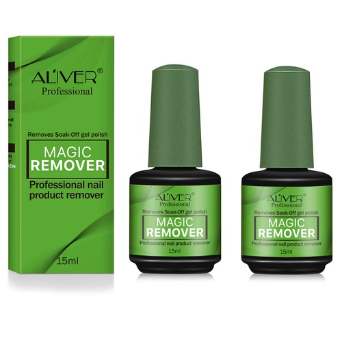  Aliver 2Pack Magic Nail Polish Remover, Professional Easily & Quickly Removes Soak-Off Gel Nail Polish in 3-5 Minutes, Dont Hurt Nails