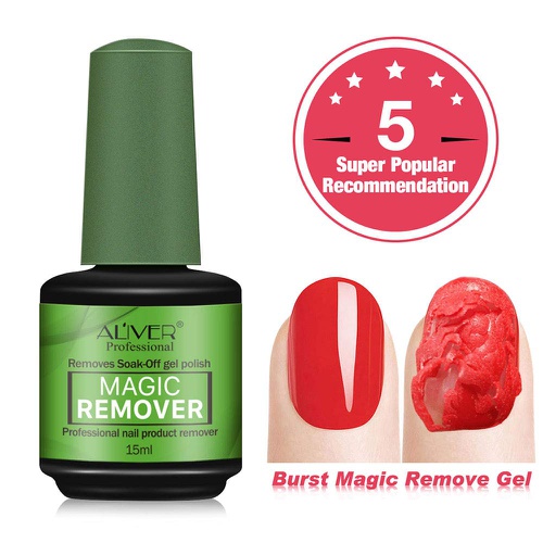  Aliver 2Pack Magic Nail Polish Remover, Professional Easily & Quickly Removes Soak-Off Gel Nail Polish in 3-5 Minutes, Dont Hurt Nails