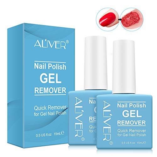  Aliver Magic Nail Polish Remover 2 pack, Professional Nail Gel Polish Remover with acetone, In 3 mins Quickly Removes Soak-Off Gel Polish UV Art Nail Lacquer, [Dont Hurt Nails]