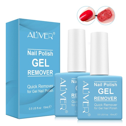  Aliver Magic Nail Polish Remover 2 pack, Professional Nail Gel Polish Remover with acetone, In 3 mins Quickly Removes Soak-Off Gel Polish UV Art Nail Lacquer, [Dont Hurt Nails]