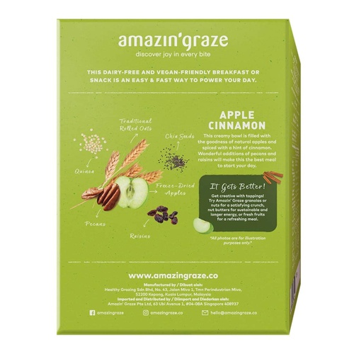  Amazin Graze Goodness Bowl Apple Cinnamon Instant Oatmeal 8.46oz Breakfast Cereal with Pecans, Raisins, Puffed Quinoa, Chia Seeds, Cinnamon - High in Fiber & Protein - 6 counts x 1