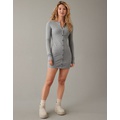 AE Knit Long-Sleeve Button Front Mini Dress