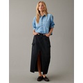 AE Low-Rise Denim Cargo Maxi Skirt