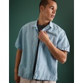 AE77 Premium Chambray Camp Collar Button-Up Shirt