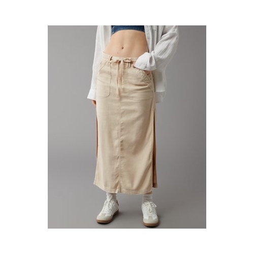 아메리칸이글 AE Dreamy Drape Linen-Blend Low-Rise Maxi Skirt