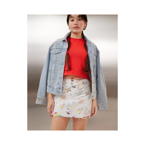 아메리칸이글 AE Pride Stretch High-Waisted Perfect Denim Mini Skirt