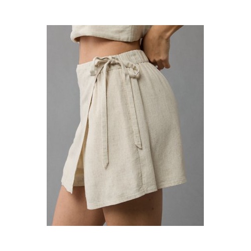 아메리칸이글 AE Linen-Blend Faux Wrap Skort