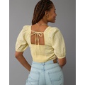 AE Square-Neck Corset Linen-Blend Top