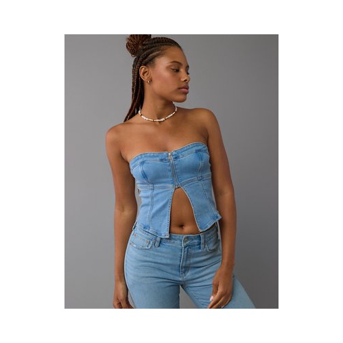 아메리칸이글 AE Denim Zip-Front Tube Top