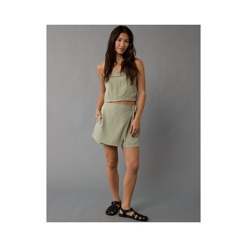 아메리칸이글 AE Linen-Blend Faux Wrap Skort