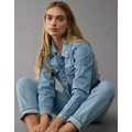 AE Dreamy Drape Super Cropped Denim Jacket