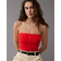 AE Cropped Button-Up Sweater Tube Top