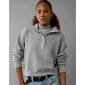 AE Cropped Henley Fleece Sweatshirt