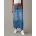 AE Low-Rise Denim Maxi Skirt