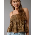 AE Smocked Babydoll Leopard Cami Tank Top