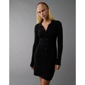 AE Long-Sleeve Bodycon Sweater Polo Mini Dress