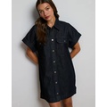 AE77 Premium Denim Shirt Dress