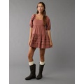 AE Corduroy Puff Sleeve Babydoll Mini Dress