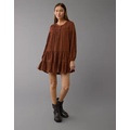 AE Long-Sleeve Tiered Flowy Shirt Dress