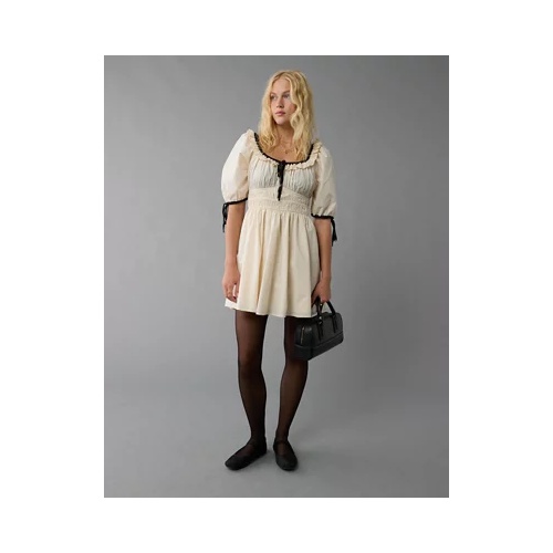 아메리칸이글 AE Ruched Bodice Puff Sleeve Mini Dress