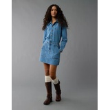 AE Long-Sleeve Denim Button-Up Mini Dress