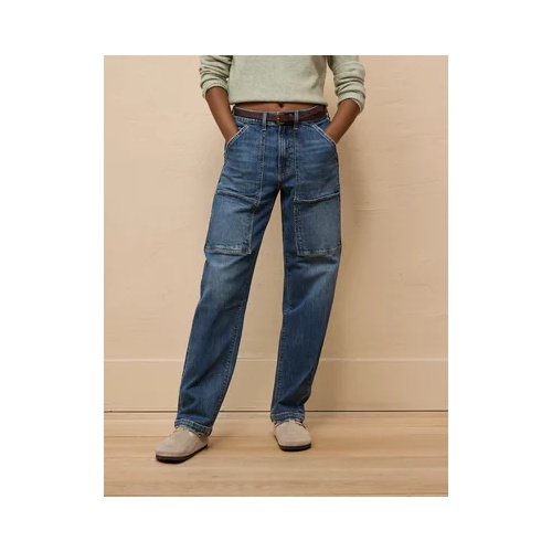 아메리칸이글 AE Stretch Super High-Waisted Baggy Straight Utility Jean