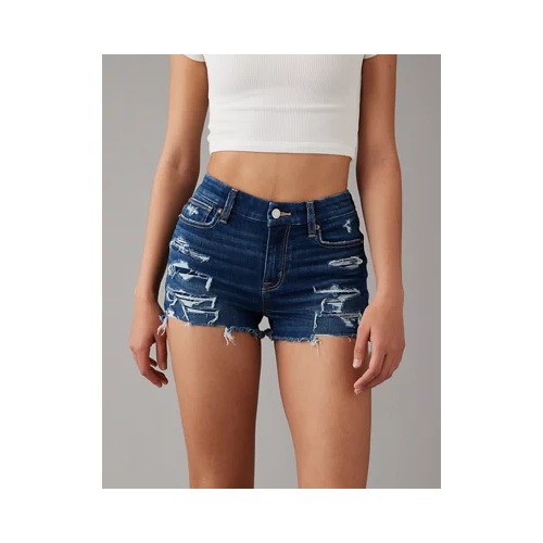 아메리칸이글 AE Next Level Curvy High-Waisted Ripped Denim Short Short