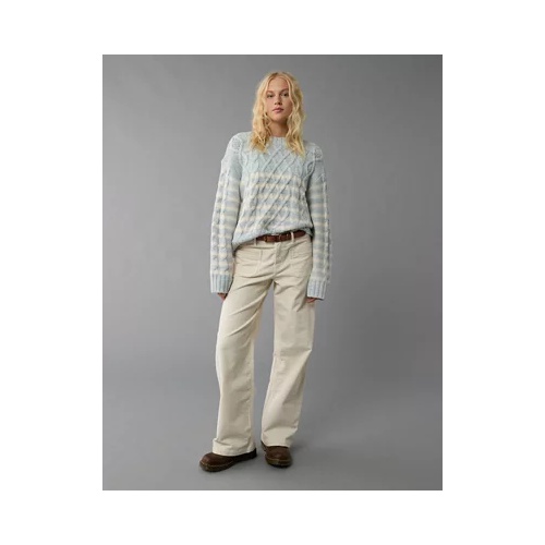 아메리칸이글 AE Striped Cable Knit Crew Neck Sweater