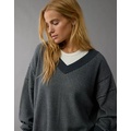 AE Big Hug V-Neck Waffle Navy Sweatshirt