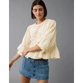 AE High-Neck Eyelet Blouse