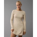 AE Long-Sleeve Ribbed Fit & Flare Mini Dress