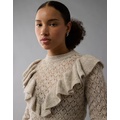 AE Wispy-Knit High Neck Ruffle Sweater