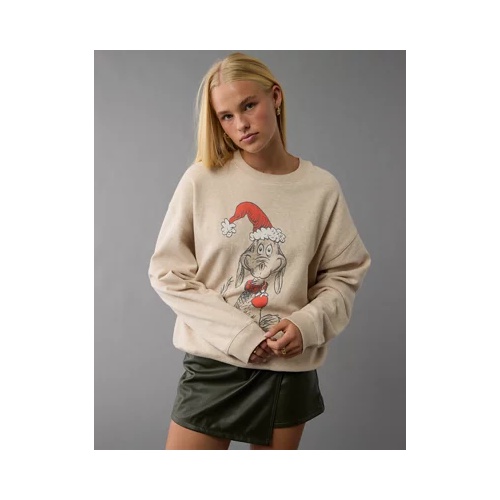 아메리칸이글 AE Holiday Grinch Graphic Relaxed Crew Neck Sweatshirt