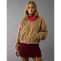 AE Cropped Sherpa Quarter-Zip Sweatshirt