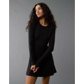 AE Long-Sleeve Ribbed Fit & Flare Mini Dress