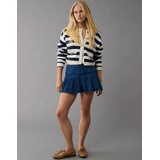 AE High-Waisted Pleated Denim Mini Skort