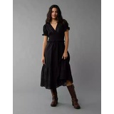 AE Puff Sleeve V-Neck Midi Dress