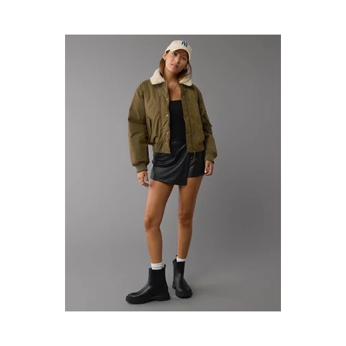 아메리칸이글 AE Oversized Sherpa Collar Bomber Jacket