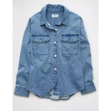 AE Dreamy Drape Cozy Long-Sleeve Button-Up Denim Shirt