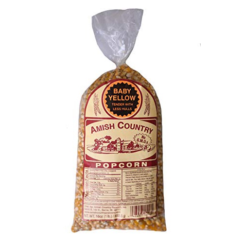  Amish Country Popcorn | 1 lb Bag | Baby Yellow Popcorn Kernels | Old Fashioned with Recipe Guide (Baby Yellow - 1 lb Bag)