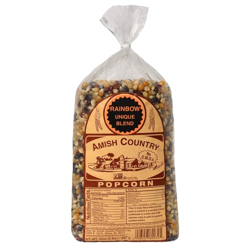  Amish Country Popcorn | 2 lb Bag | Rainbow Popcorn Kernels | Old Fashioned with Recipe Guide (Rainbow - 2 lb Bag)