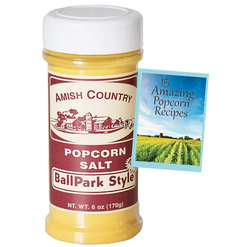  Amish Country Popcorn | Ballpark ButterSalt Popcorn Salt - 6 oz Bottle | Old Fashioned with Recipe Guide (6 oz Bottle)