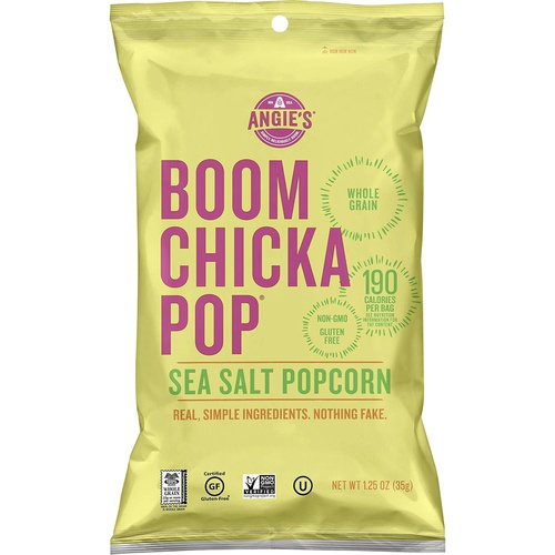  Angie’s BOOMCHICKAPOP Sea Salt Popcorn, 1.25 Ounce Bag (Pack of 12)
