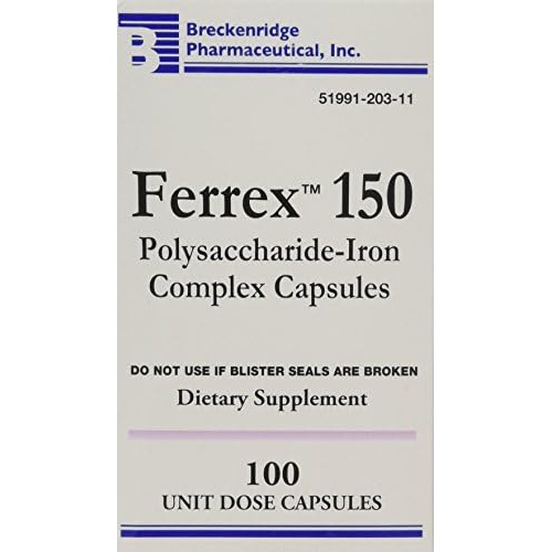  Aonxoier Ferrex 150 Polysaccharide Iron Complex Capsules by Breckenridge - 100 Ea