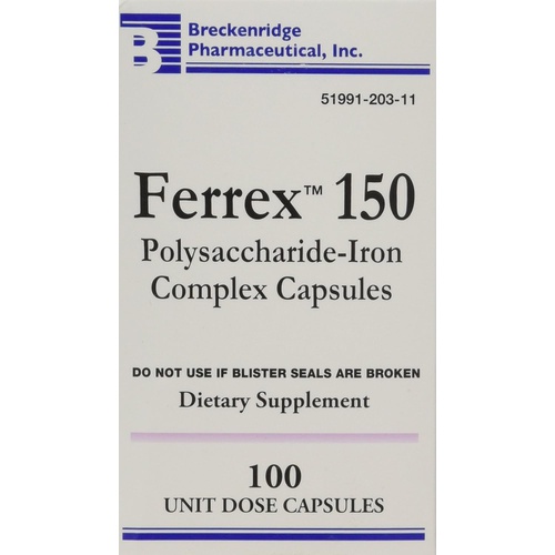  Aonxoier Ferrex 150 Polysaccharide Iron Complex Capsules by Breckenridge - 100 Ea