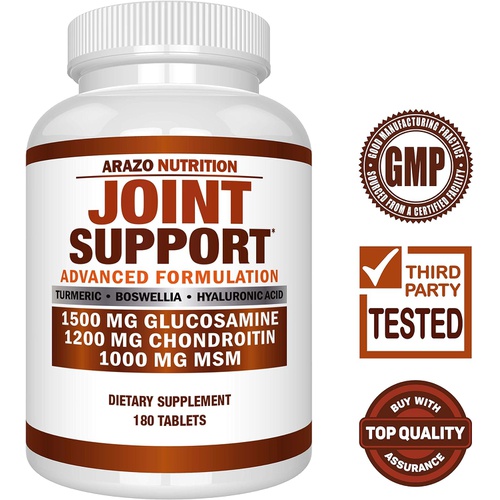  Glucosamine Chondroitin Turmeric Msm Boswellia - Joint Support Supplement for Relief 180 Tablets - Arazo Nutrition