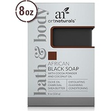 ArtNaturals African Black Soap Bar - (8 Oz / 226g) - Pure and Natural Acne Treatment - Exfoliating, Cleansing and Conditioning Face and Body Wash - Shea Butter, Olive Oil and Charc