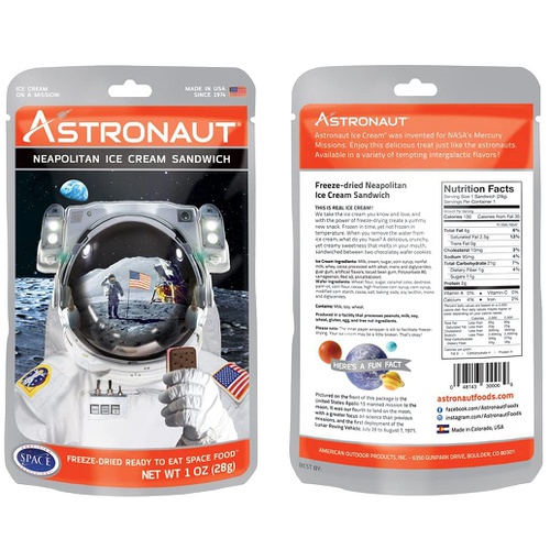  Astronaut Foods Freeze-Dried Ice Cream Sandwich, NASA Space Dessert, Neapolitan, 6 Count