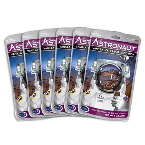  Astronaut Foods Freeze-Dried Ice Cream Sandwich, NASA Space Dessert, Vanilla, 6 Count